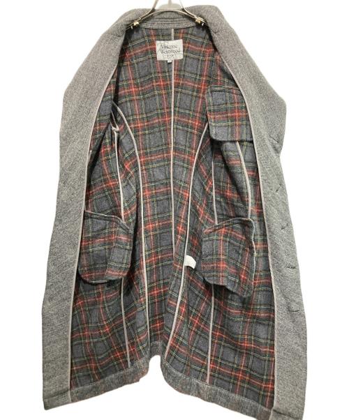 Vivienne Westwood man（ヴィヴィアン ウェストウッド マン）Vivienne Westwood man (ヴィヴィアン ウェストウッド マン) ヘリンボーンチェックウールコート グレー サイズ:44の古着・服飾アイテム