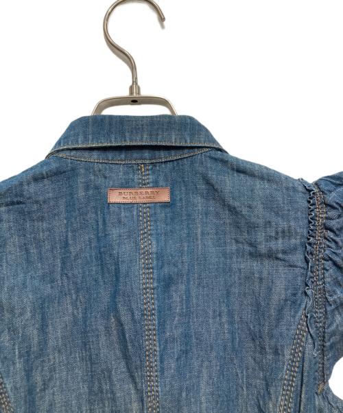 BURBERRY BLUE LABEL（バーバリー ブルー レーベル）BURBERRY BLUE LABEL (バーバリー ブルー レーベル) ホース刺繍フリルデニムワンピース インディゴ サイズ:38の古着・服飾アイテム