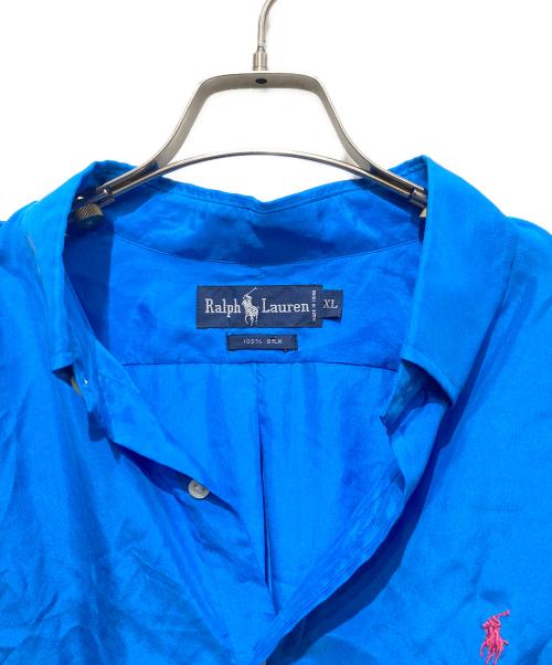 RALPH LAUREN（ラルフローレン）RALPH LAUREN (ラルフローレン) シルクボタンダウンシャツ ブルー サイズ:XLの古着・服飾アイテム