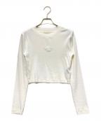 Calvin Klein Jeansカルバンクラインジーンズ）の古着「A- LS MONOGRAM BABY TEE」｜ホワイト