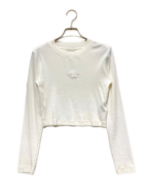 Calvin Klein Jeans（カルバンクラインジーンズ）Calvin Klein Jeans (カルバンクラインジーンズ) A- LS MONOGRAM BABY TEE ホワイト サイズ:Sの古着・服飾アイテム