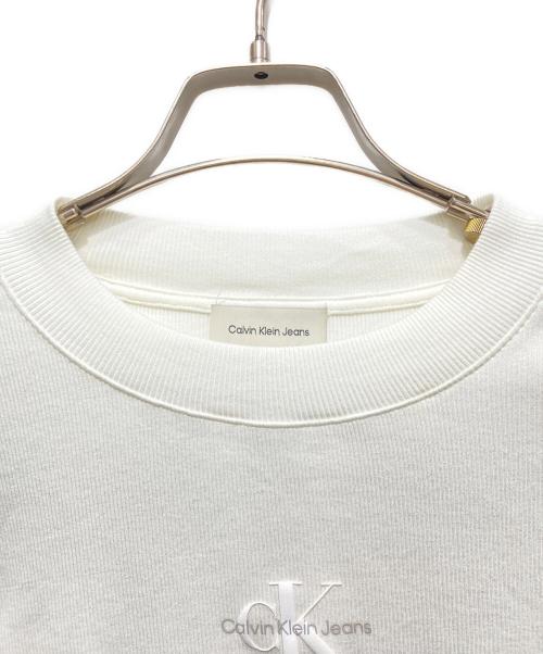 Calvin Klein Jeans（カルバンクラインジーンズ）Calvin Klein Jeans (カルバンクラインジーンズ) A- LS MONOGRAM BABY TEE ホワイト サイズ:Sの古着・服飾アイテム