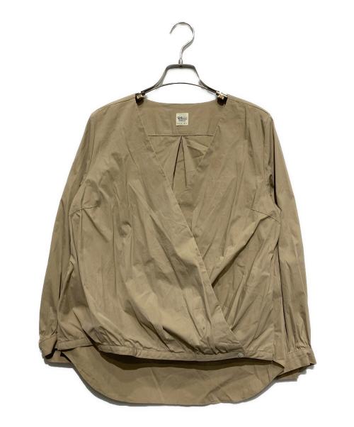 Ron Herman（ロンハーマン）Ron Herman (ロンハーマン) ノーカラーギャザーブラウス ブラウン サイズ:sの古着・服飾アイテム