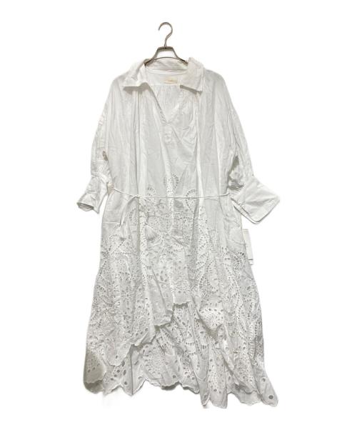 AWAHI（アワイ）AWAHI (アワイ) 切替レースワンピース ホワイト サイズ:FREEの古着・服飾アイテム