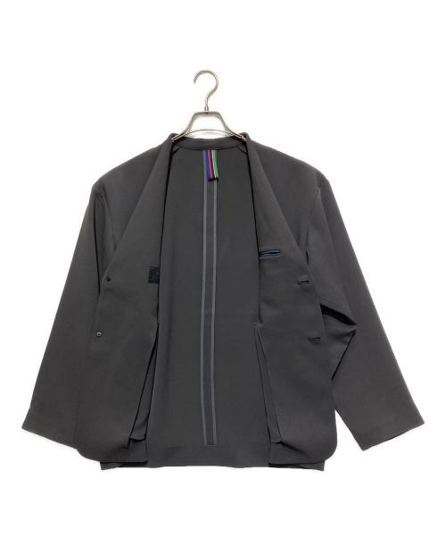 PS Paul Smith（ＰＳポールスミス）PS Paul Smith (ＰＳポールスミス) ライトドライテクスチャー ノーカラー ジャケット グレー サイズ:Mの古着・服飾アイテム