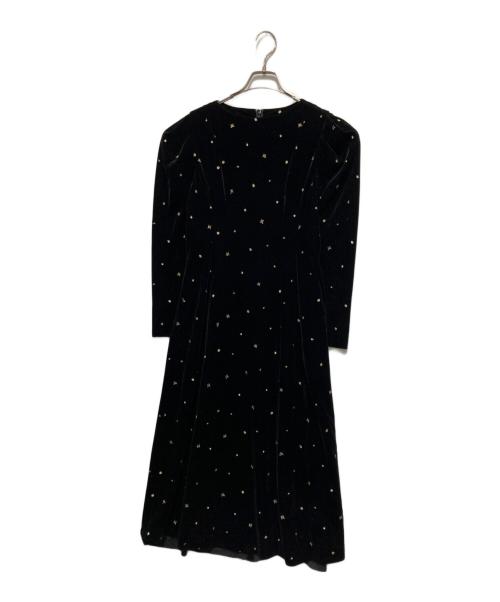 BALLSEY（ボールジィ）BALLSEY (ボールジィ) ベロアエンブロイダリー ウエストフィットワンピース ブラック サイズ:Sの古着・服飾アイテム