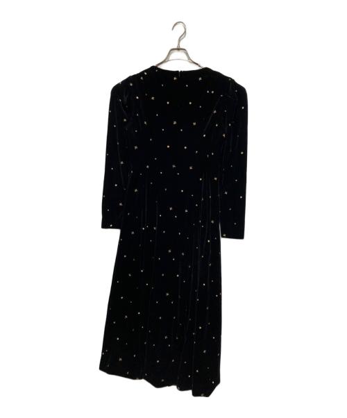 BALLSEY（ボールジィ）BALLSEY (ボールジィ) ベロアエンブロイダリー ウエストフィットワンピース ブラック サイズ:Sの古着・服飾アイテム