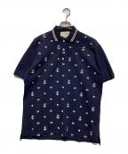 GUCCIグッチ）の古着「刺繍ポロシャツ」｜ネイビー