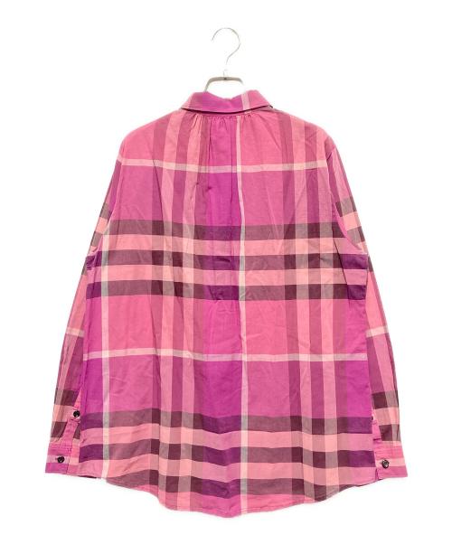 BURBERRY LONDON（バーバリーロンドン）BURBERRY LONDON (バーバリーロンドン) チェックプルオーバーシャツ ピンク×パープル サイズ:40の古着・服飾アイテム