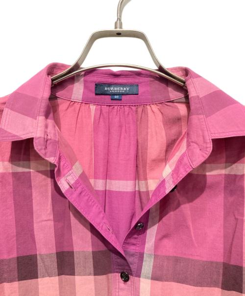 BURBERRY LONDON（バーバリーロンドン）BURBERRY LONDON (バーバリーロンドン) チェックプルオーバーシャツ ピンク×パープル サイズ:40の古着・服飾アイテム