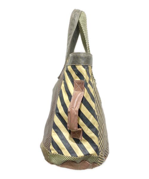 Vivienne Westwood（ヴィヴィアンウエストウッド）Vivienne Westwood (ヴィヴィアンウエストウッド) ストライプ切替トートバッグ ベージュの古着・服飾アイテム