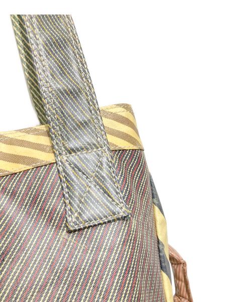 Vivienne Westwood（ヴィヴィアンウエストウッド）Vivienne Westwood (ヴィヴィアンウエストウッド) ストライプ切替トートバッグ ベージュの古着・服飾アイテム