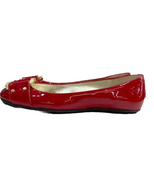 JIMMY CHOO（ジミーチュウ）JIMMY CHOO (ジミーチュウ) エナメルフラットパンプス レッド サイズ:22.5cmの古着・服飾アイテム