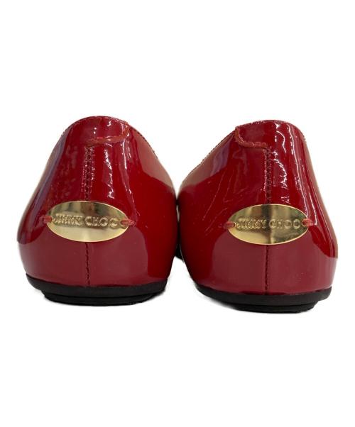 JIMMY CHOO（ジミーチュウ）JIMMY CHOO (ジミーチュウ) エナメルフラットパンプス レッド サイズ:22.5cmの古着・服飾アイテム