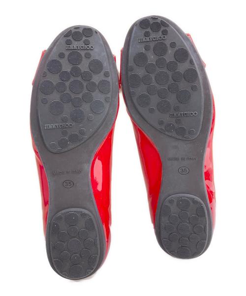 JIMMY CHOO（ジミーチュウ）JIMMY CHOO (ジミーチュウ) エナメルフラットパンプス レッド サイズ:22.5cmの古着・服飾アイテム
