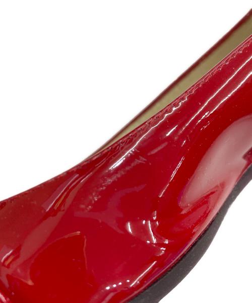 JIMMY CHOO（ジミーチュウ）JIMMY CHOO (ジミーチュウ) エナメルフラットパンプス レッド サイズ:22.5cmの古着・服飾アイテム