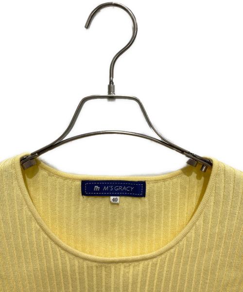 M'S GRACY（エムズグレイシー）M'S GRACY (エムズグレイシー) 半袖リボンリブニット イエロー サイズ:40の古着・服飾アイテム