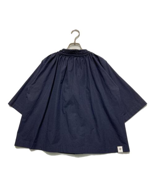 JIL SANDER（ジルサンダー）JIL SANDER (ジルサンダー) ギャザー コットン ブラウス ネイビー サイズ:32の古着・服飾アイテム