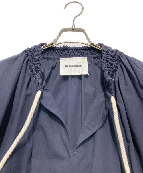 JIL SANDER（ジルサンダー）JIL SANDER (ジルサンダー) ギャザー コットン ブラウス ネイビー サイズ:32の古着・服飾アイテム