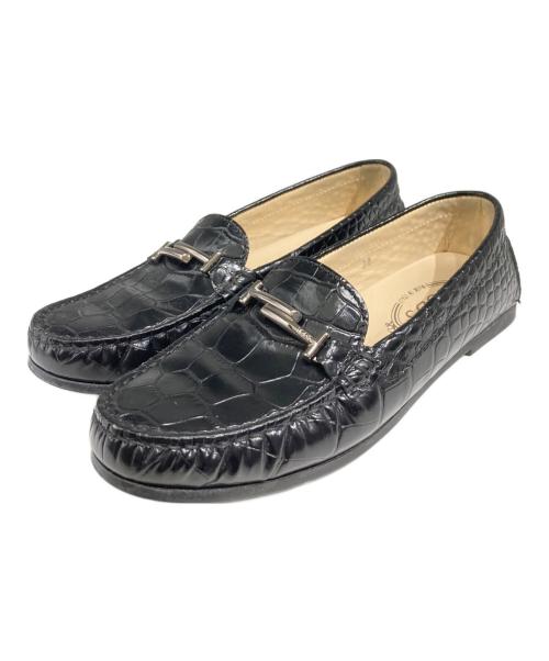 TOD'S（トッズ）TOD'S (トッズ) 型押しビットローファー ブラック サイズ:38の古着・服飾アイテム