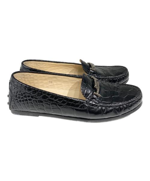 TOD'S（トッズ）TOD'S (トッズ) 型押しビットローファー ブラック サイズ:38の古着・服飾アイテム