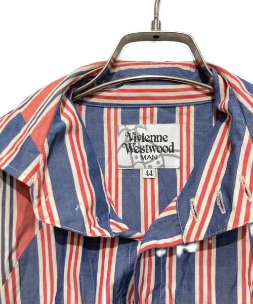 Vivienne Westwood（ヴィヴィアンウエストウッド）Vivienne Westwood (ヴィヴィアンウエストウッド) ストライプシャツ レッド×ブルー サイズ:44の古着・服飾アイテム
