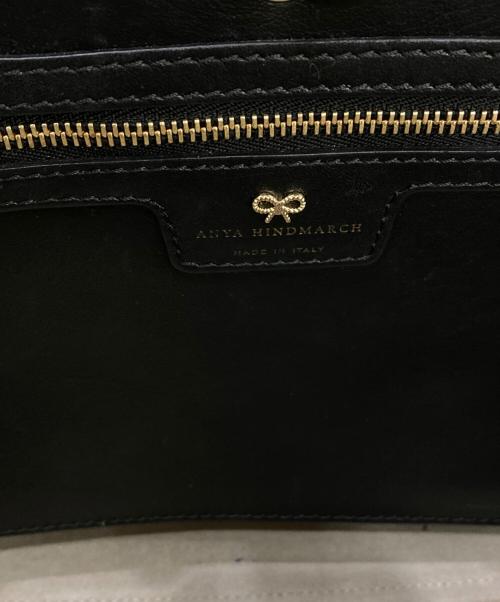 ANYA HINDMARCH（アニヤ・ハインドマーチ）ANYA HINDMARCH (アニヤ・ハインドマーチ) WINK SMILEY LEATHER TOTE ブラックの古着・服飾アイテム