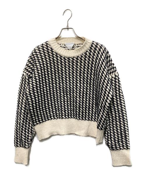 BOTTEGA VENETA（ボッテガベネタ）BOTTEGA VENETA (ボッテガベネタ) Textured Knit Sweater ニット ベージュ×ブラック サイズ:Lの古着・服飾アイテム