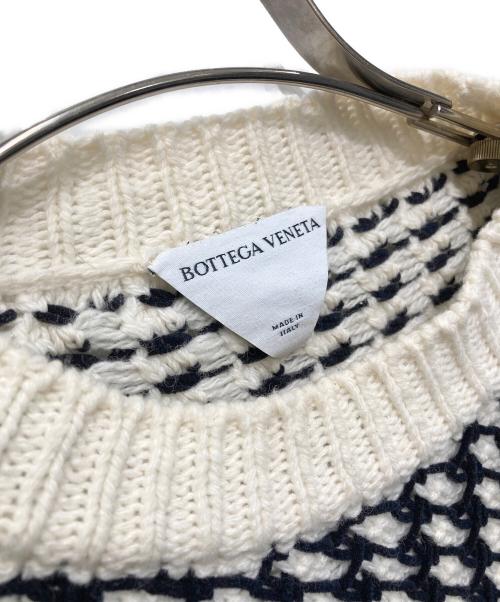 BOTTEGA VENETA（ボッテガベネタ）BOTTEGA VENETA (ボッテガベネタ) Textured Knit Sweater ニット ベージュ×ブラック サイズ:Lの古着・服飾アイテム