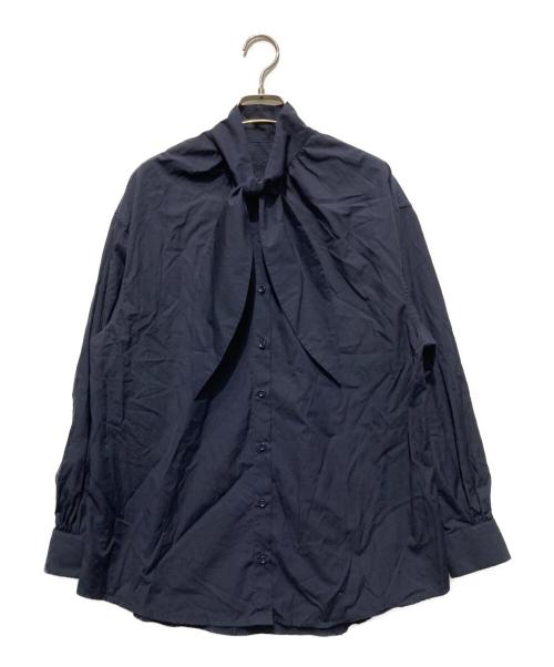 BOURRIENNE（ブリエンヌ）BOURRIENNE (ブリエンヌ) MERVEILLEUSEコットンタイブラウス ネイビー サイズ:34の古着・服飾アイテム