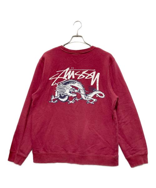 stussy（ステューシー）stussy (ステューシー) ドラゴンプリントスウェット レッド サイズ:Mの古着・服飾アイテム