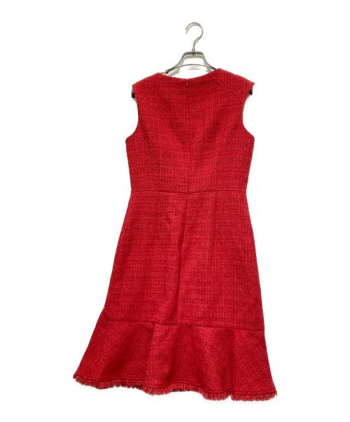 ERUKEI（エルケイ）ERUKEI (エルケイ) ツイードノースリーブワンピース レッド サイズ:Mの古着・服飾アイテム