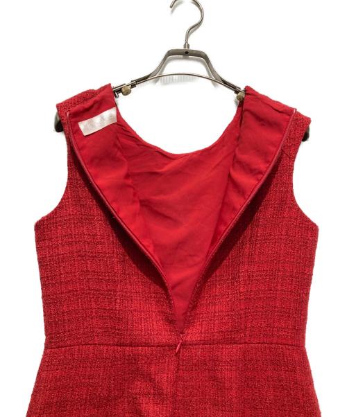 ERUKEI（エルケイ）ERUKEI (エルケイ) ツイードノースリーブワンピース レッド サイズ:Mの古着・服飾アイテム