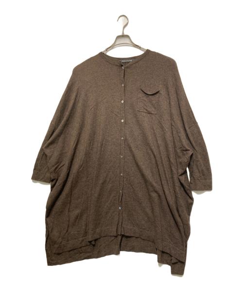 mizuiro-ind（ミズイロインド）mizuiro-ind (ミズイロインド) スタンドカラーニットシャツワンピース ブラウン サイズ:FREEの古着・服飾アイテム
