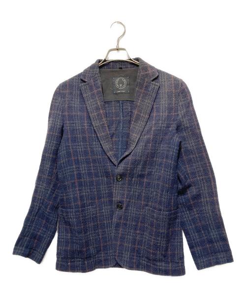T-Jacket（ティージャケット）T-JACKET (ティージャケット) チェックジャケット ネイビー サイズ:Ｓの古着・服飾アイテム