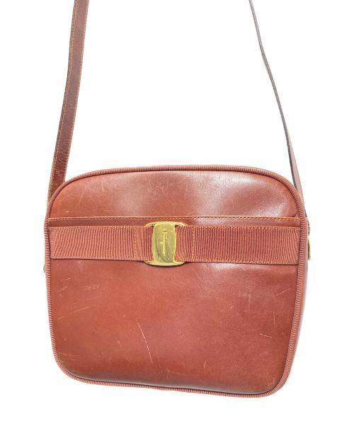 Salvatore Ferragamo（サルヴァトーレ フェラガモ）Salvatore Ferragamo (サルヴァトーレ フェラガモ) レザーショルダーバッグ ブラウンの古着・服飾アイテム