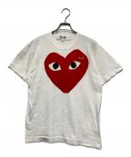 PLAY COMME des GARCONSプレイコムデギャルソン）の古着「Printed Red Heart T-Shirt With Red Emblem White」｜ネイビー