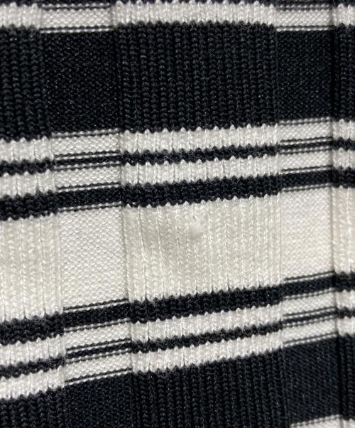 CHANEL（シャネル）CHANEL (シャネル) P74 ココマークプレート ボーダー ショートスリーブニット ブラック×ホワイト サイズ:34の古着・服飾アイテム