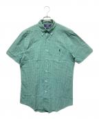 POLO SPORTポロスポーツ）の古着「90’S 半袖チェックシャツ」｜グリーン