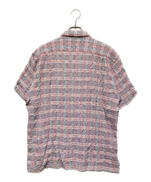 NIGEL CABOURN（ナイジェルケーボン）NIGEL CABOURN (ナイジェルケーボン) レーヨン混半袖チェックシャツ レッド サイズ:2の古着・服飾アイテム