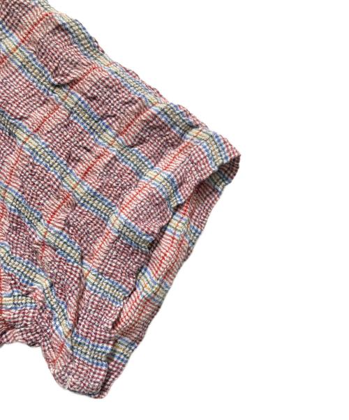NIGEL CABOURN（ナイジェルケーボン）NIGEL CABOURN (ナイジェルケーボン) レーヨン混半袖チェックシャツ レッド サイズ:2の古着・服飾アイテム