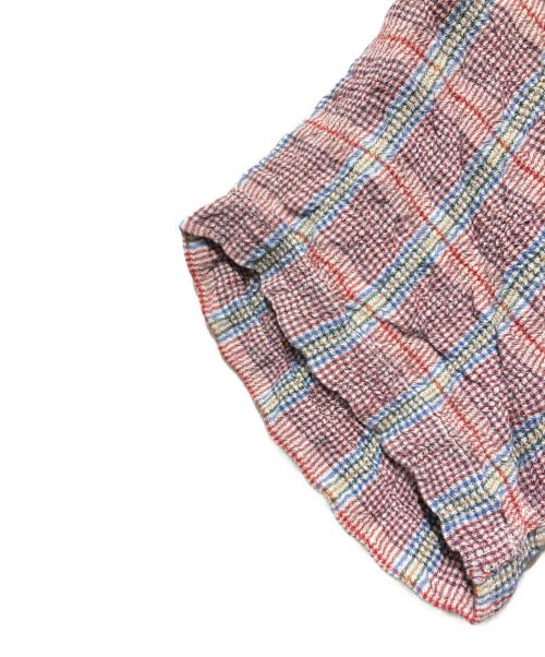 NIGEL CABOURN（ナイジェルケーボン）NIGEL CABOURN (ナイジェルケーボン) レーヨン混半袖チェックシャツ レッド サイズ:2の古着・服飾アイテム