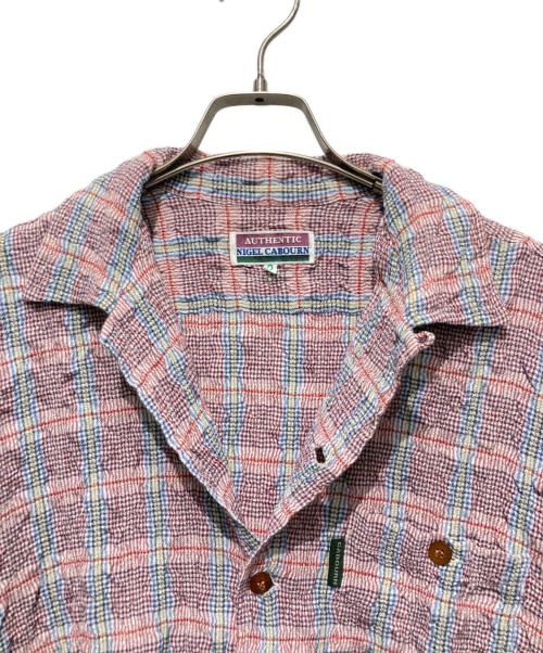NIGEL CABOURN（ナイジェルケーボン）NIGEL CABOURN (ナイジェルケーボン) レーヨン混半袖チェックシャツ レッド サイズ:2の古着・服飾アイテム