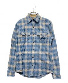 RRL（ダブルアールエル）の古着「ウール ブレンド チェック シャツ/オンブレチェックシャツ」｜ブルー×ベージュ