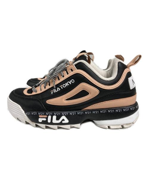 FILA（フィラ）FILA (フィラ) N°21 (ヌメロヴェントゥーノ) ローカットスニーカー ブラック×ピンク サイズ:25cmの古着・服飾アイテム