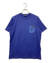 PRADA（プラダ）の古着「21AW ラバーロゴ ナイロンポケット クルーネック半袖Tシャツカットソー」｜ネイビー