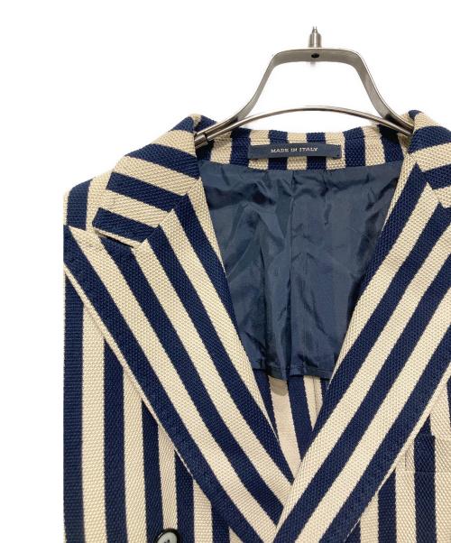 TAGLIATORE（タリアトーレ）TAGLIATORE (タリアトーレ) MONTECARLO ストライプ6Bダブルジャケット ベージュ×ネイビー サイズ:46の古着・服飾アイテム