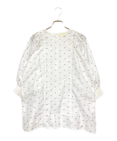 UNITED ARROWS（ユナイテッドアローズ）UNITED ARROWS (ユナイテッドアローズ) ハシゴ カットジャガードブラウス ホワイト サイズ:FREEの古着・服飾アイテム