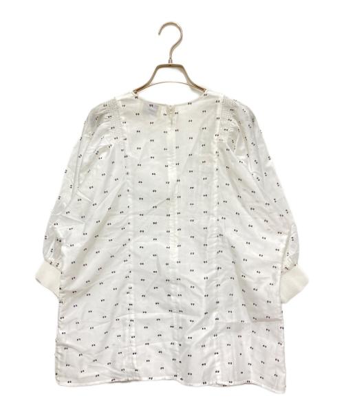 UNITED ARROWS（ユナイテッドアローズ）UNITED ARROWS (ユナイテッドアローズ) ハシゴ カットジャガードブラウス ホワイト サイズ:FREEの古着・服飾アイテム