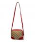 GUCCI (グッチ) GGキャンバス レザーショルダーバッグ ベージュ×レッド：85000円
